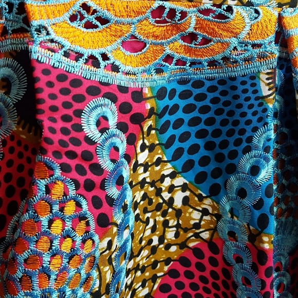 Embroidered African Prints Dress - Picture 3 of 8